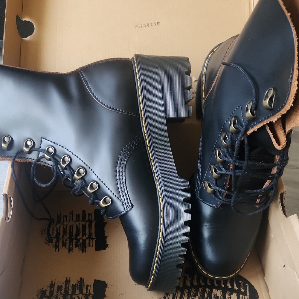 Dr. Martens Black Leather Lace-Up Boots